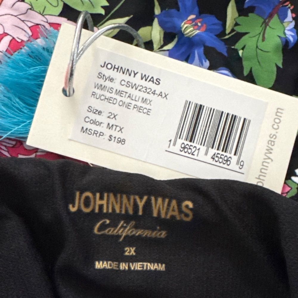 NWT Johnny Was Metalli Mix Ruched One Piece Swimsuit 2X - Picture 6 of 16